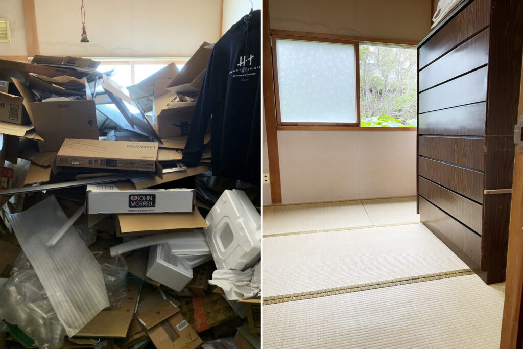 掃除屋クローバーによる不用品の分別、お片付けのお手伝いサービスのbefore/after