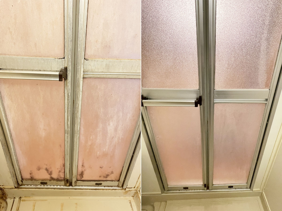 お風呂のドア クリーニングのbefore/after